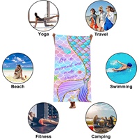 Serviettes de plage personnalisées à séchage rapide avec impression de queue de sirène, qualité de luxe, pliables, 70x140cm, en microfibre, avec logo