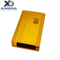 Boîtier coulissant en aluminium anodisé doré avec fenêtre prédécoupée et support de refroidissement pour module d'alimentation CC et carte PCB