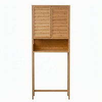 Meuble de rangement moderne en bambou pour salle de bain, armoire haute sur pied pour toilettes