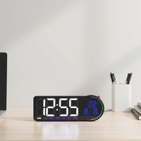 Jam Dinding Digital LED Pintar Elektronik dengan Alarm, Kalender, Temperatur, Tanggal, Lampu Malam untuk Ruang Tamu dan Kantor