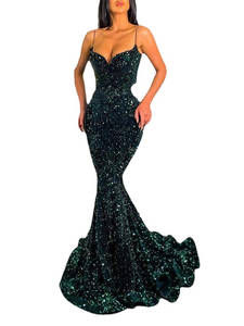 Meilleure vente Robe de soirée moulante à paillettes pour fille Robes de soirée sans manches à enfiler en queue de poisson pour femmes - Product Image 3