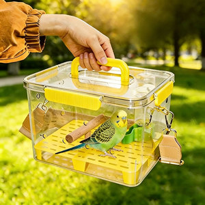 Jaula de Viaje Portátil Cuadrada Ecológica para Loros, Antiestrés, Semitransparente, para Uso en Interiores y Exteriores, Suministros para Aves - Product Image 1