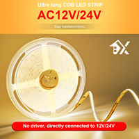 Bande LED COB haute densité 8 mm flexible à commande vocale pour la maison et le bureau, certifiée CE, perles intelligentes découpables