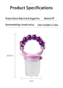 Al por mayor Alimentador y mordedor <span class=keywords><strong>de</strong></span> silicona 2 en 1 para frutas, chupete para alimentos <span class=keywords><strong>de</strong></span> bebé con punta <span class=keywords><strong>de</strong></span> tetina sin BPA, <span class=keywords><strong>de</strong></span> doble uso - Product Image 6