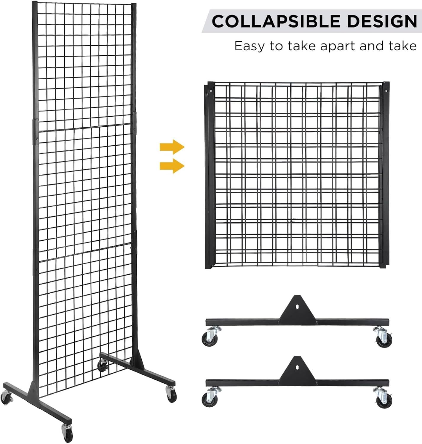 Double-Sided Light Duty Metal Wire Display Rack Gridwall Panels Display Stand Hanging Hooks Retail Shops Home Use Supermarkets — view 3