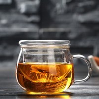 Tasse de bureau à thé transparente épaissie en gros avec couvercle tasse à thé en verre à haute teneur en borosilicate tasse à café résistante à la chaleur