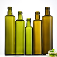 Botella de aceite de cocina, 100ml, 200ml, 500ml, 750ml, botella de vidrio con tapón de rosca, embalaje redondo cuadrado verde, aceite de cocina de oliva, aceite comestible