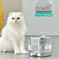 Fontaine à eau pour chat intelligente à capteur, alimentée par batterie, rechargeable sans fil, portable, en acier inoxydable, bol à boire automatique pour animaux de compagnie, 2,0 L