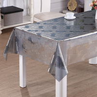 Nappe en PVC semi-transparente argentée RNPT, texture métallique, imperméable, facile à nettoyer, pour table à manger