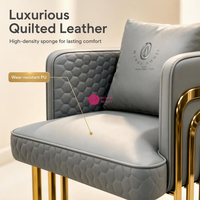 Fauteuil d'appoint Yicheng moderne de luxe léger gris rembourré avec base en métal doré, chaise de salon d'attente réglable en hauteur et pivotante pour bureau
