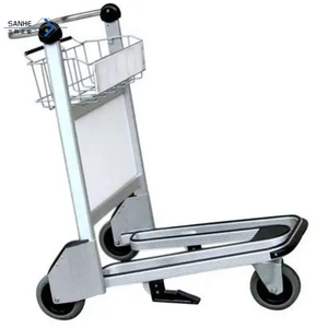 플랫폼 구조 및 3 륜 브레이크 바구니가있는 맞춤형 알루미늄 공항 수하물 트롤리 OEM 지원 - Product Image 5