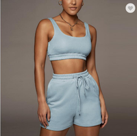 Ensemble d'été de créateurs Cute Crop Short Set Custom Lounge Wear Clothing 2 Piece Short Set Women