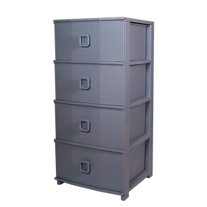 Pratika Kool 4-<b>Drawer</b> PP <b>Storage</b> Unit for Living Room Injection-Molded Grey 375x370x800mm - Product Image 1