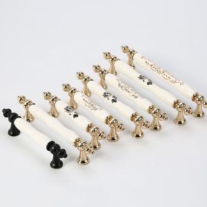 Wardrobe Door Cabinet Drawer Home Door Handle Handle Flower <strong>Ceramic</strong> Furniture Golden Handle Single Hole <strong>Knob</strong> - Product Image 1