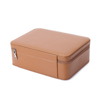 Étui à montre carré en cuir microfibre avec fermeture éclair, 4 coussinets pour montres, doublure en velours doux anti-poussière, boîte de rangement portable pour montres