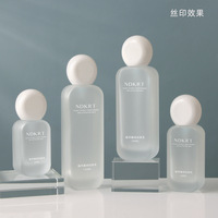 Bouteille d'Emballage Cosmétique en Verre Plat Dégradé Or Gris Givre Mat Blanc 50g 30ml 50ml 100ml 120ml