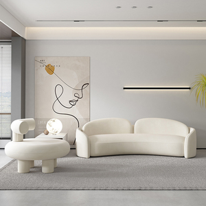 Chất Lượng Cao Vòng Thông Tư Nhung Phòng Khách Ghế Sofa Đặt Nhà Cong C Hình Ghế Vải Cánh Tay Thấp Sofa - Product Image 2