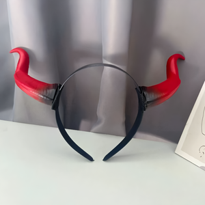 Fascia per capelli con corna da <span class=keywords><strong>strega</strong></span>/demonio, copricapo da diavolo, copricapo malvagio per <span class=keywords><strong>Halloween</strong></span>, <span class=keywords><strong>accessori</strong></span> per cosplay di <span class=keywords><strong>Halloween</strong></span>, decorazioni nere e rosse - Product Image 5