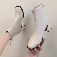 Sepatu Boots Wanita Model Terbaru Musim Gugur 2026 Kulit Sapi Asli Lapisan Bulu Domba Sol Empuk Lateks Gaya Eropa Amerika Ujung Persegi