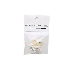 Perline di conchiglia Ilan 16-18 mm con occhio blu per la creazione di gioielli fai da te, 6 pezzi - Product Image 1