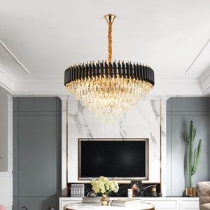 Salon Décoration de la maison Lustre LED en cristal K9 noir de luxe moderne avec cristal - Product Image 4