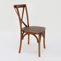 Chaise de salle à manger vintage à dossier croisé, empilable, avec structure en bois massif courbé et assise en bois, chaise d'appoint à dossier en X pour mariage, banquet, restaurant
