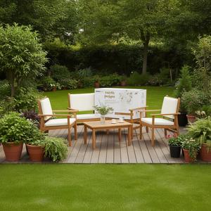 Set Divano da Giardino in Teak 47.24 X 25.79 X 31.10 Pollici, Elegante Collezione di Mobili da Esterno in Legno Massello Resistente alle Intemperie - Product Image 2