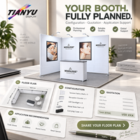 Stand de salon professionnel modulaire en aluminium, mur de toile tendue portable, système d'affichage d'exposition avec graphismes personnalisés