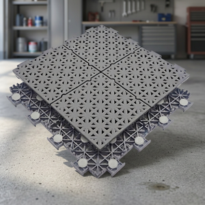 Paneles de Suelo Deportivos Encastrables Negros para Canchas Multiusos, Baldosas Modulares de PP Resistentes para Pisos Deportivos - Product Image 2