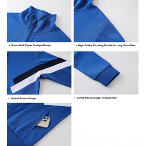 Survêtement coupe-vent deux pièces en polyester avec fermeture éclair pour homme en nylon pantalons et sweatshirts superposés pour hommes - Product Image 3