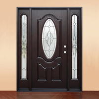 Porte d'entrée en bois avec inserts en verre ovales modernes personnalisés pour maison, appartement, villa