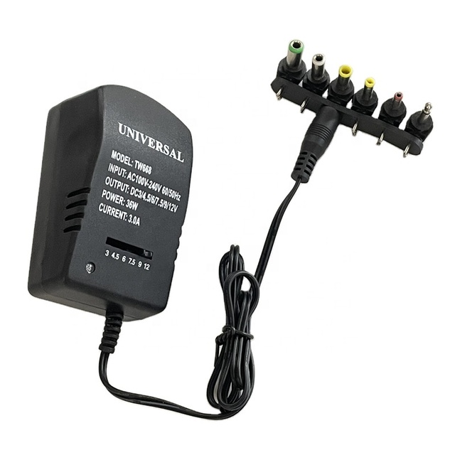 3-12v Universal Ac/dc Adapter Multi Voltage Switching Power Supply 12w 15w 30w 36W with 6 Tips Carton DC 12v Plug in As Picture