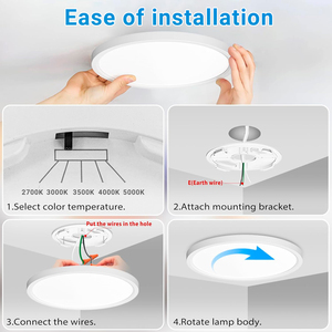 Lámpara de <span class=keywords><strong>Techo</strong></span> LED de 12 Pulgadas, 5CCT, con Certificación ETL/FCC/ES, para Montaje en Superficie, Resistente a la Humedad, IP44, Color Seleccionable, para Baño y Sala de Estar - Product Image 3
