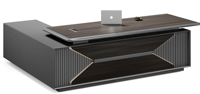 Nouvelle Arrivée Bureau de Direction Exécutif en Mélamine Sans Joint Angle Crab Blanc Neutre avec Rangement Verrouillable LED et Bureau Latéral Interchangeable