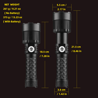 Lampe torche LED zoomable STARYNITE 3000LM, rechargeable USB-C RGB, tactique, fonction mémoire, IP65, en aluminium, vente en gros