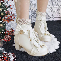 Bottines courtes d'hiver pour femmes, style gothique, à talon épais, avec fermeture éclair, nouvelle mode, motif uni, lacets sur le devant et semelle intérieure en caoutchouc