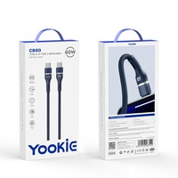 Kabel Data Pengisian Cepat YooKiE 60W CB80 Tipe-C dengan Konduktor Tembaga Murni Berlapis Seng dan Jalinan Nilon untuk Ponsel dan Komputer