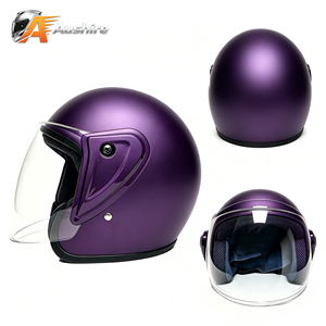 Casque de moto demi-face en ABS, visière transparente, casque modulaire léger, casque moto vintage - Product Image 1
