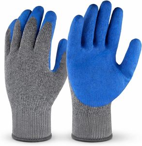 ถุงมือทำงานแบบมืออาชีพเคลือบยางสีน้ำเงิน ขนาด 10 เกจ ผลิตจากผ้าฝ้าย ป้องกันการลื่น ระบายอากาศได้ดี สวมใส่สบาย - Product Image 1