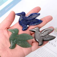 Figurine d'oiseau en cristal de guérison en gros, sculpture de colibri en pierre précieuse naturelle sculptée pour cadeaux