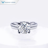 Cincin Pertunangan Tianyu S925 Perak Moissanite Set Gaya Solitaire Klasik Sempurna untuk Lamaran dan Pernikahan