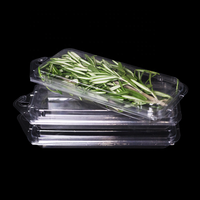Boîte d'emballage rectangulaire en plastique RPET pour légumes, herbes et gâteaux, grande taille, écologique, qualité alimentaire, gaufrage, vernissage, personnalisable