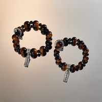 Bracelet en alliage exquis chinois, perles œil de tigre de haute qualité, style rétro, pour couple, idéal pour la saison des diplômes