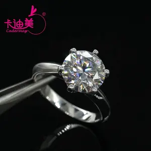 6.5mm 1ct VVS Round Moissanite Rings Classic Six Claws Setting Silver925 Ring Factory Price Women Wedding Engagement Rings