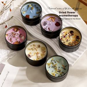 Home Fragrância Ferro Premium Pode Vela Perfumada Handheld Flores Secas Deluxe Floral Natural Botânico Vela De Cera De Soja - Product Image 2
