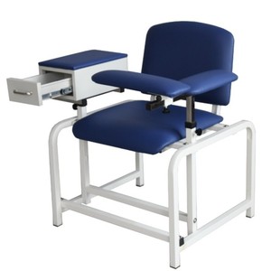 Silla de donación de sangre con reposabrazos manual ajustable en altura y cajón para uso médico - Product Image 3