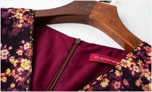 Robe d'été FMY70474 pour femme, coupe amincissante, col en V, respirante, avec fermetures éclair, motif floral, manches courtes, style pause thé à la française, anti-âge - Product Image 6