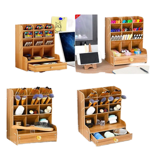 Porte-stylo en bois multifonctionnel pour bricolage Boîte <span class=keywords><strong>de</strong></span> rangement carrée pour l'art Organisateur <span class=keywords><strong>de</strong></span> <span class=keywords><strong>bureau</strong></span> avec techniques brillantes - Product Image 4