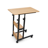Table portable pour ordinateur portable, bureau d'ordinateur réglable en hauteur avec étagères de rangement, poste de travail flexible pour la maison et le bureau