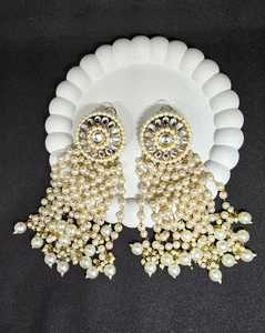 Pendientes de lujo Royal Peacock, conjunto kundan de Jhumky, joyería tradicional nupcial para boda. - Product Image 4